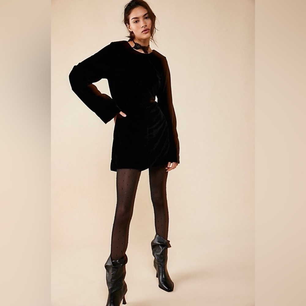 NWOT Free People Chelsey Velvet Open Back Mini Dress - Picture 2 of 8